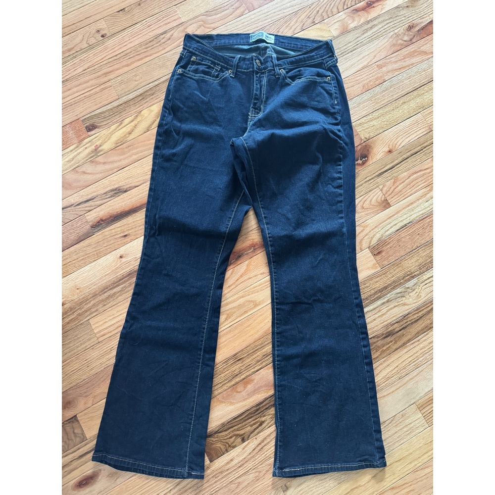 Signature by Levi Strauss & Co Curvy Bootcut Jeans Dark Wash Blue Denim Size 12M